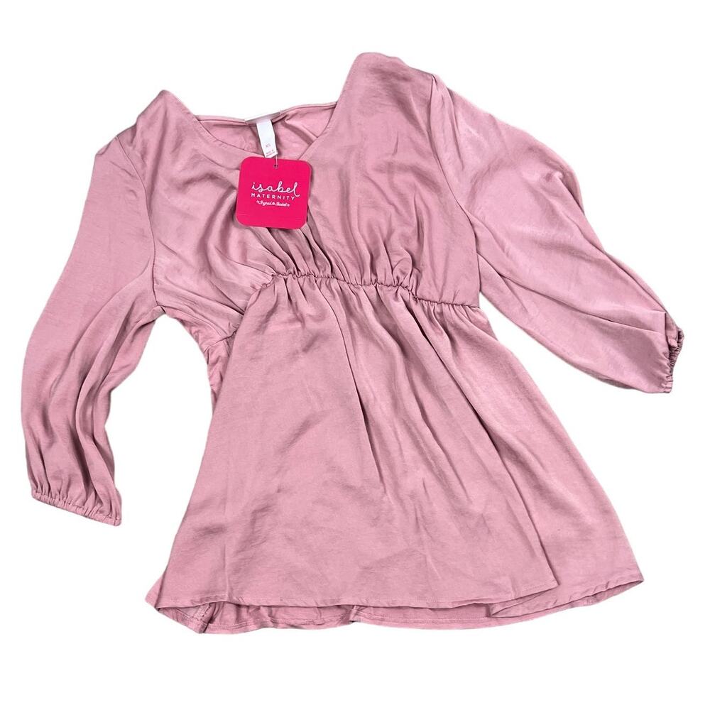 Isabel Maternity Light Pink 3/4 Sleeve Knit Woven Blouse - Size XS - NWT